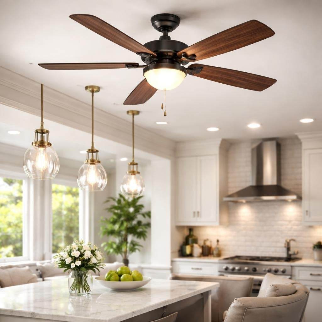 Modern ceiling fan with integrated LED light fixture