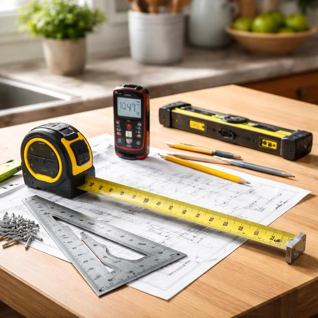Measuring wheel and layout tools for jobsite takeoffs