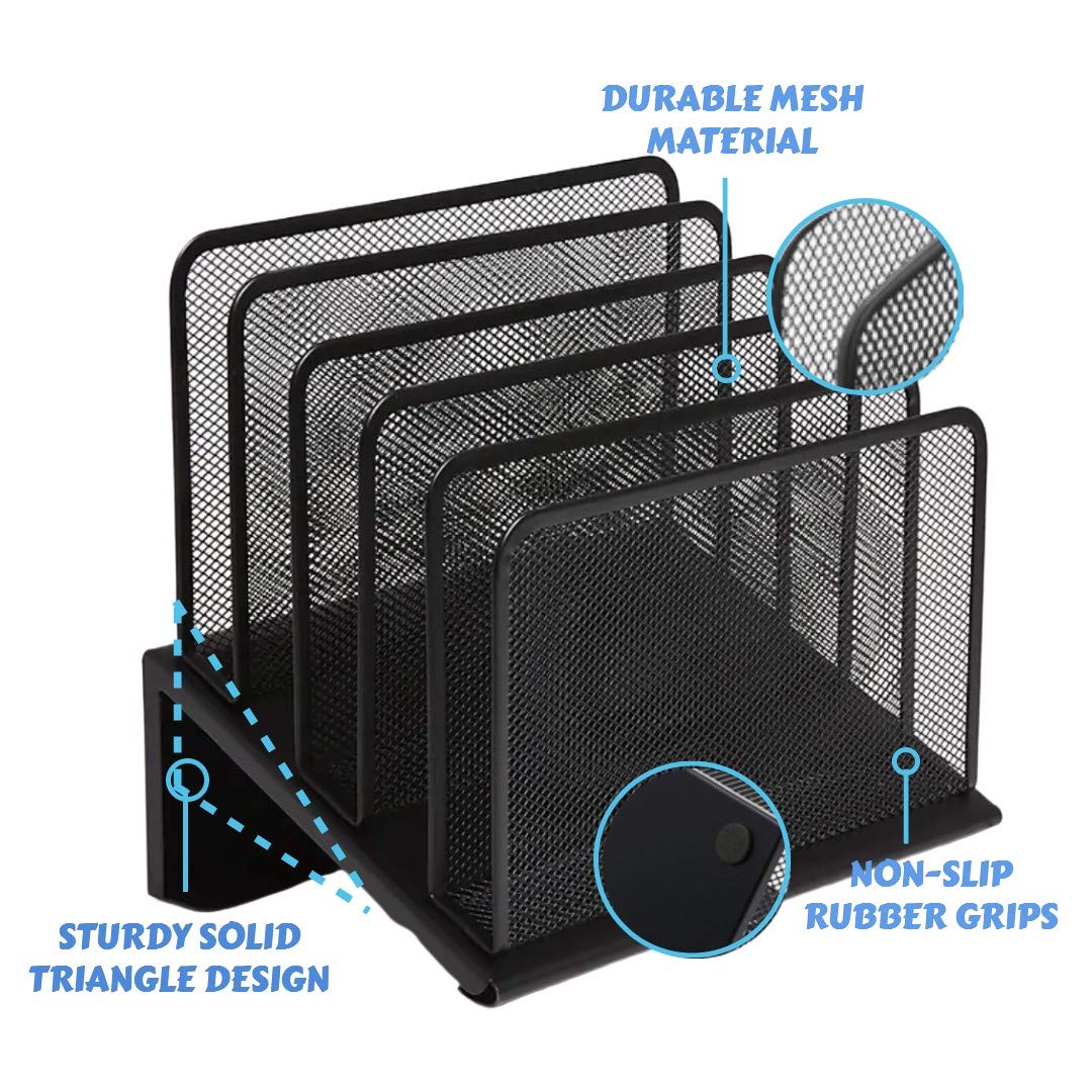 1InTheOffice black finish wire mesh sorter ideal for envelopes and notes.