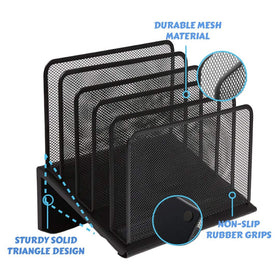 1InTheOffice black finish wire mesh sorter ideal for envelopes and notes.