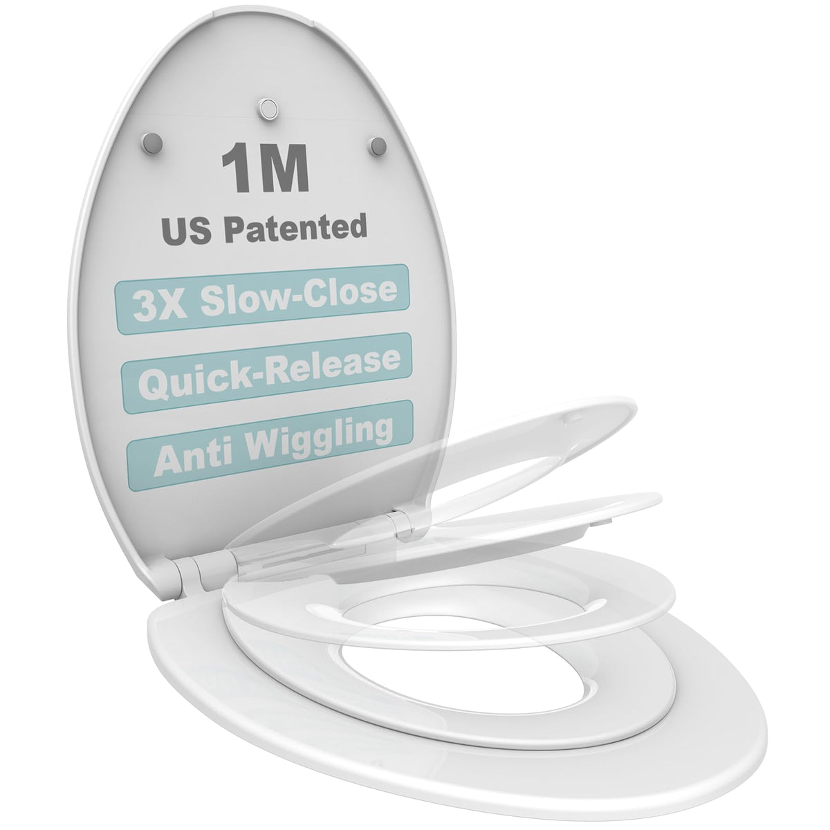 1M family toilet seat with slow close reduces loud slams for calmer bathrooms