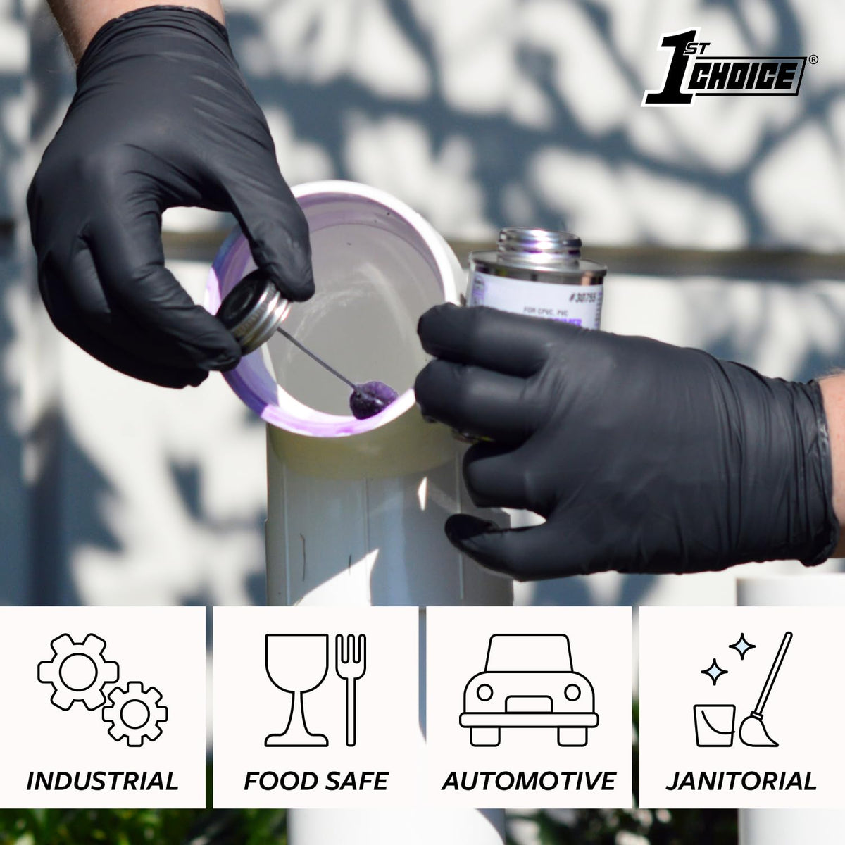 Ambidextrous design allows quick donning for home or work tasks.