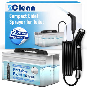 2Clean portable travel bidet handle shows easy carrying and on-the-go hygiene.