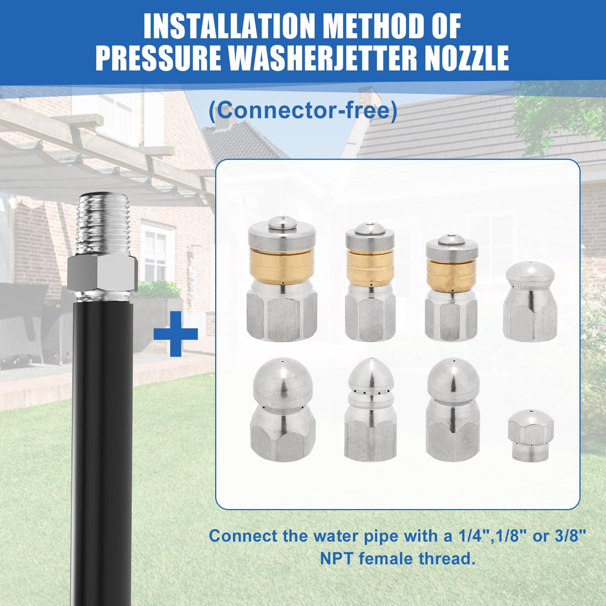2 MULE TEAM sewer jetter nozzle 1/8 inch clears small obstructions
