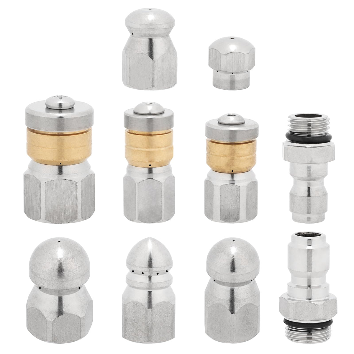 2 MULE TEAM sewer jetter nozzle kit with mixed heads for drains