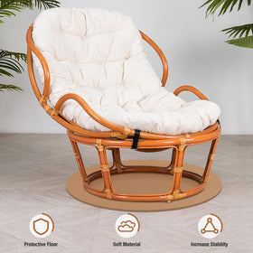 3 BUZZLETT discreet round mat blends with furniture style on wood floors.