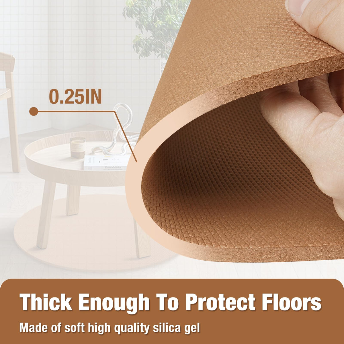 3 BUZZLETT easy-install round mat slips under chair legs for quick placement.