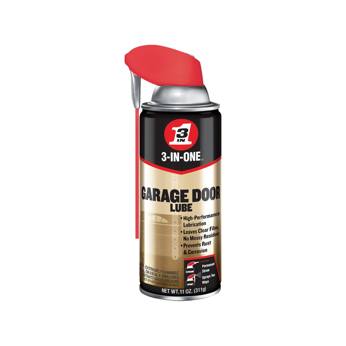 3-IN-ONE garage door lubricant bottle for quick, no-mess maintenance