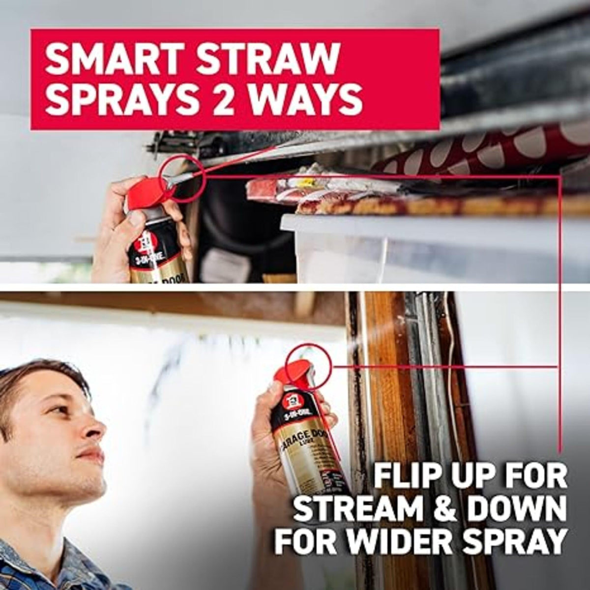 3-IN-ONE lubricant protects hinges and tracks, reducing wear and noise