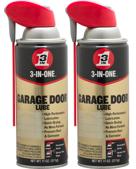 3-IN-ONE garage door lubricant with smart straw for precise spray on hinges and tracks