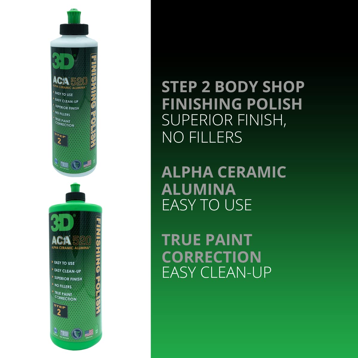 3D ACA 520 finishing polish on foam finishing pad delivering hologram-free results