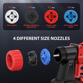 3D VO INN four nozzles and three spray patterns for versatile finishes