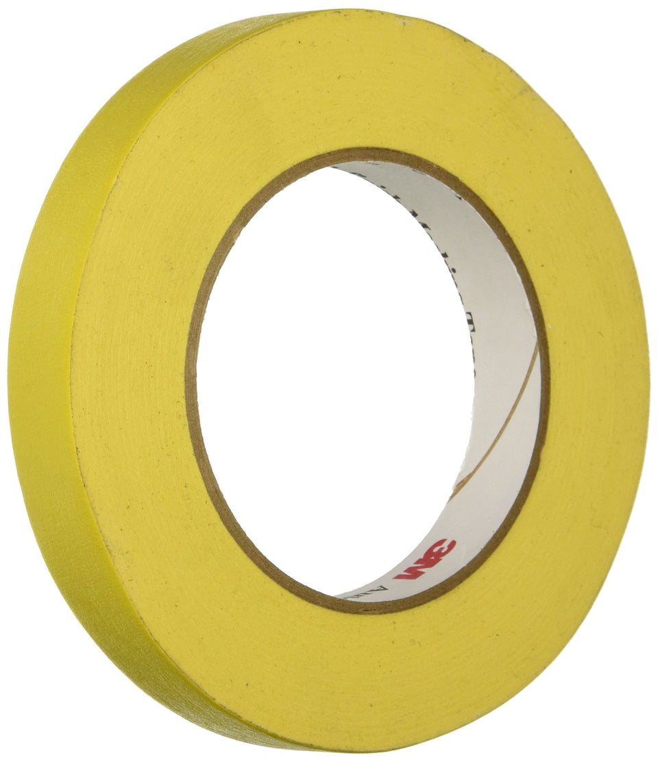 3M 06652 automotive refinish masking tape in yellow highlights sharp paint lines and easy removal