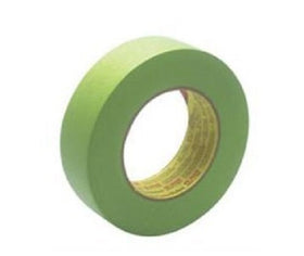 3M 233+ green auto masking tape edge closeup highlighting tight masking for paint applications.