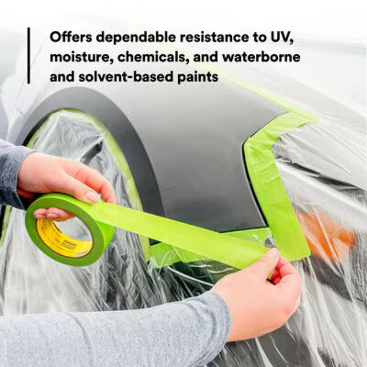 3M 233+ green masking tape withstands heat up to 250°F for automotive masking.