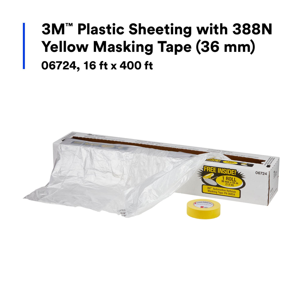Close-up of 3M 388N yellow masking tape showing tear resistance and clean cuts
