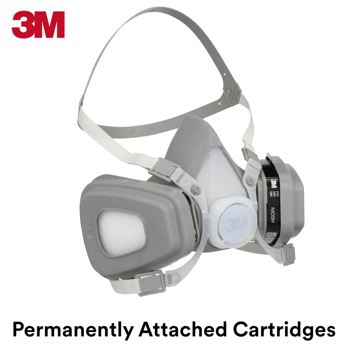 3M 5301 adjustable head straps enable a customized fit for prolonged wear.