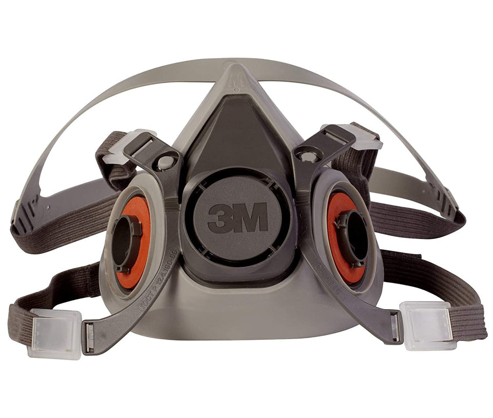 3M 6200 half facepiece closeup showing comfortable fit for extended use