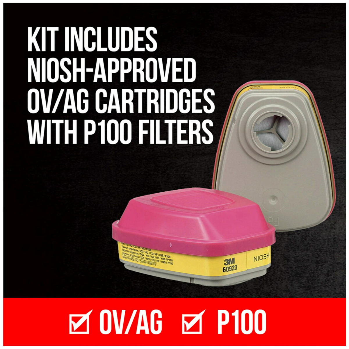 The 3M 62023 oil-resistant P-series filter close-up improves solid and liquid aerosol protection.