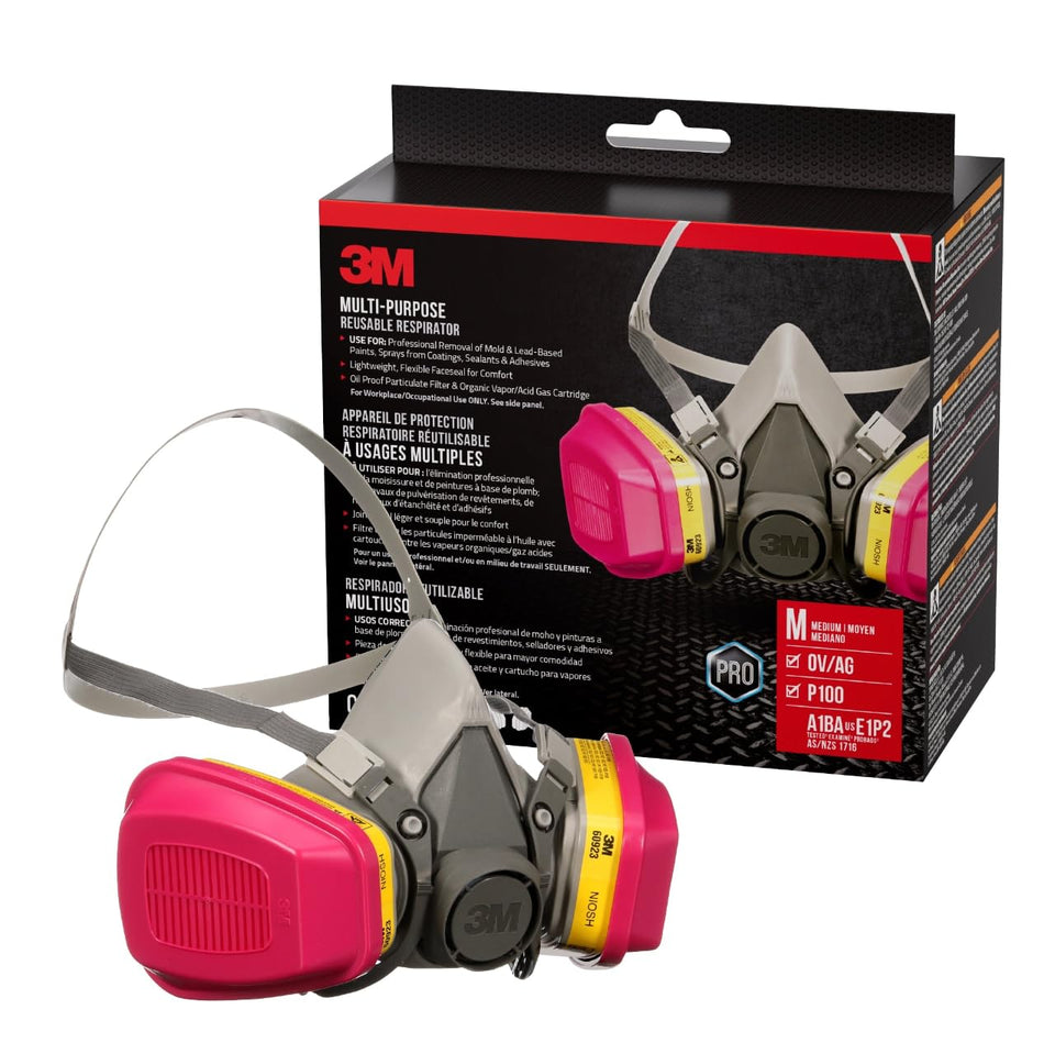 3M 62023H1-DC respirator front view with adjustable straps for a secure fit.
