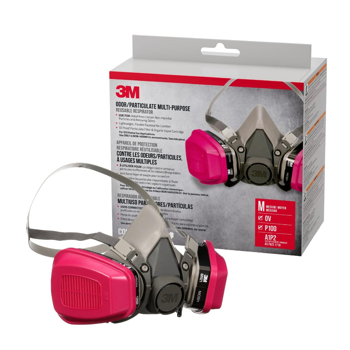 3M 65021 facepiece front view for improved visibility during painting tasks.