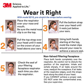 3M 8210 filter media with electrostatic charge enables easier breathing.