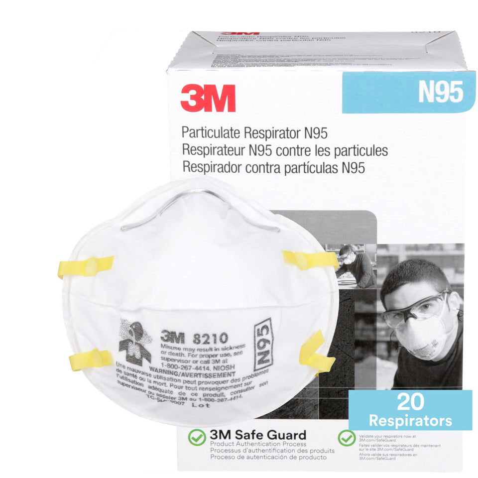3M 8210 front-view respirator provides comfortable filtration for dusty tasks.