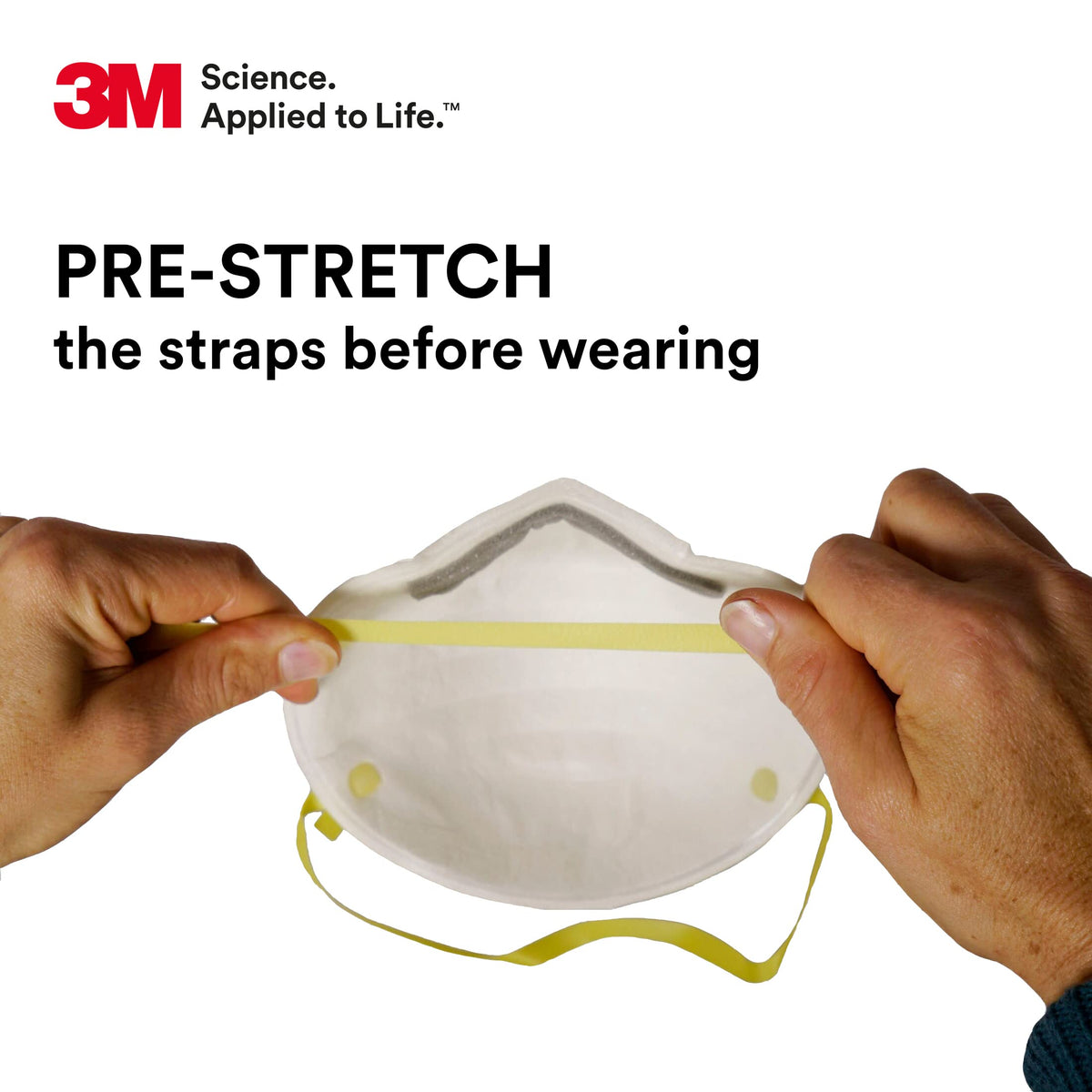 3M 8210 two-strap cup design ensures a secure, comfortable fit during long wear