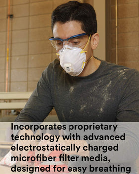 3M 8210V two-strap design provides a secure seal in busy workshops.
