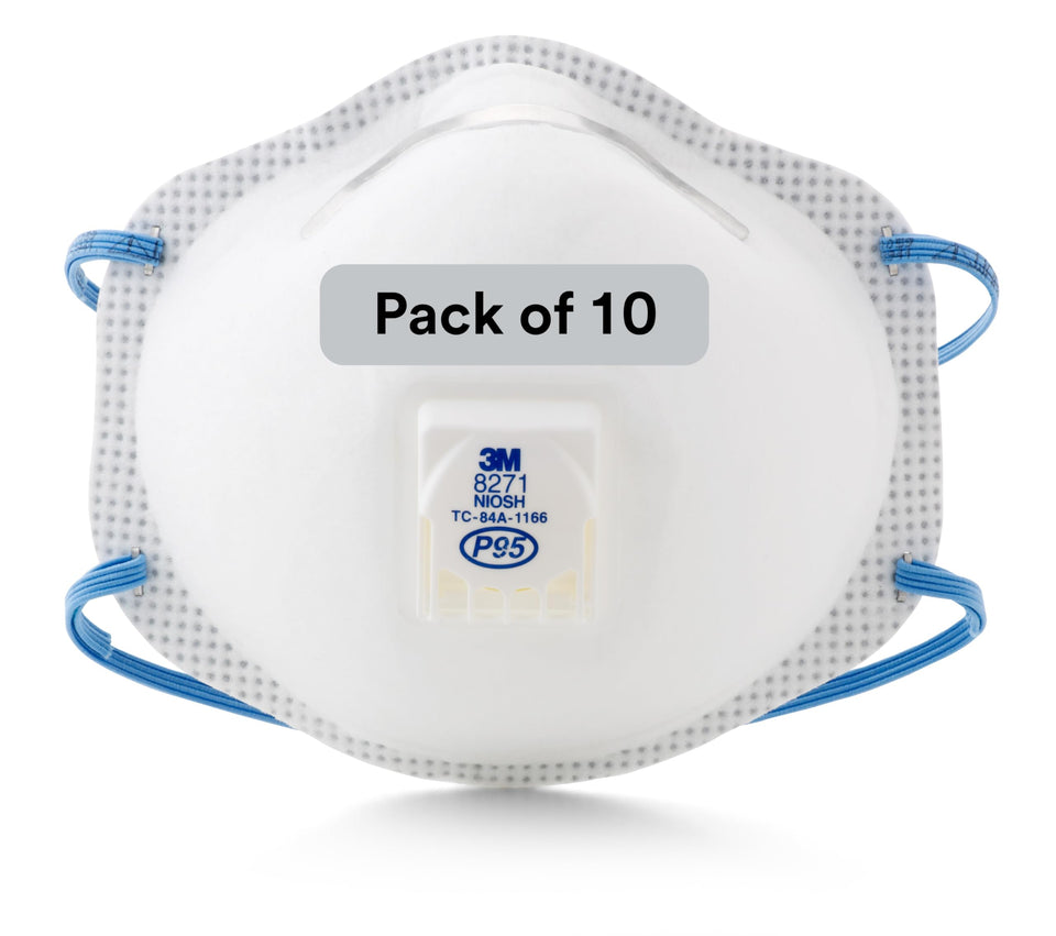 3M 8271 P95 respirator front view with Cool Flow valve for heat relief
