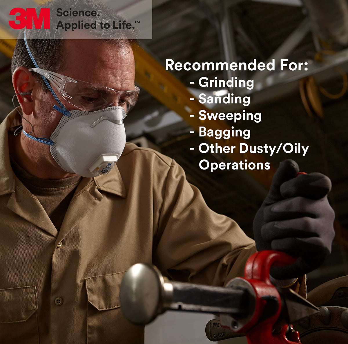 3M 8271 P95 respirator valve closeup illustrating adjustable noseclip for fit