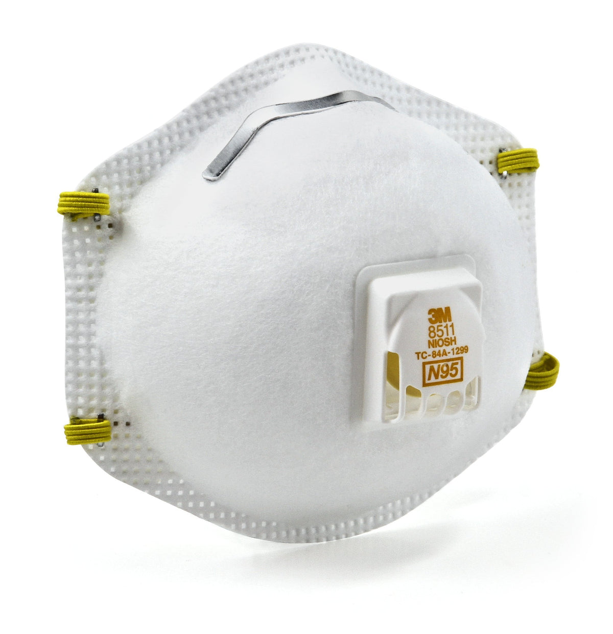Close-up of Cool Flow valve on 3M 8511 respirator for cooler wear