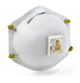 Close-up of Cool Flow valve on 3M 8511 respirator for cooler wear