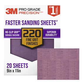 3M Advanced Sandpaper 220 grit with No-Slip Grip backing for easier hand sanding.