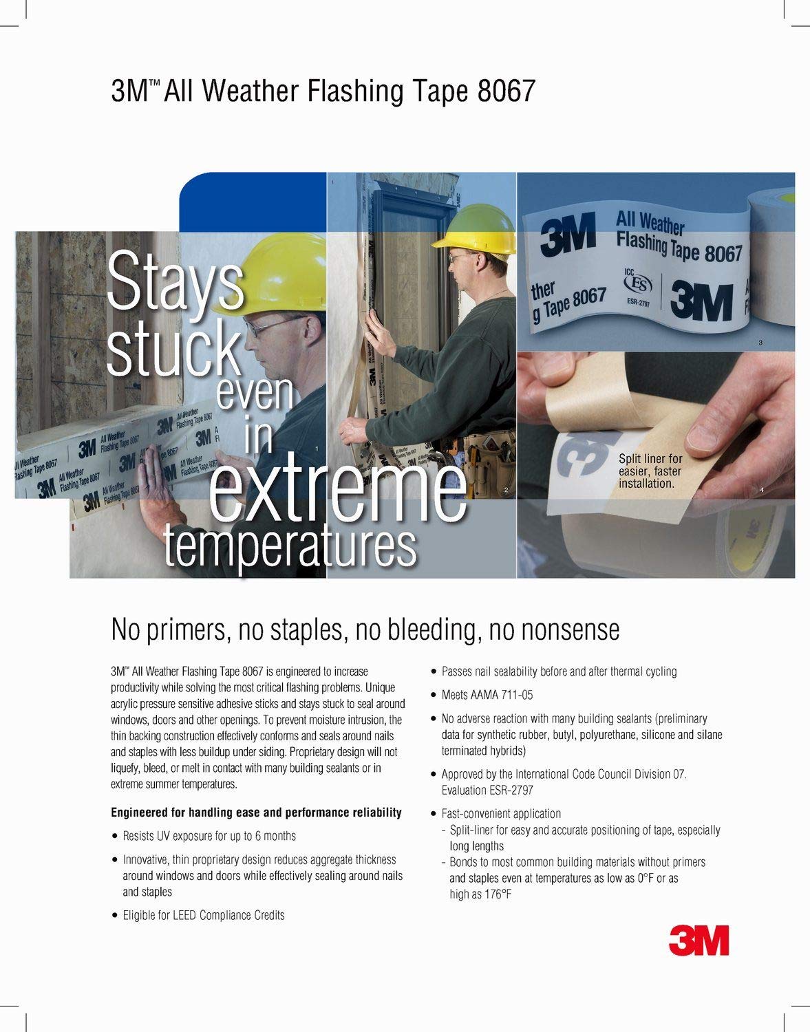 3M All Weather Flashing Tape 8067 packaging and dimensions suitable for planning