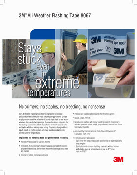 3M All Weather Flashing Tape 8067 packaging and dimensions suitable for planning