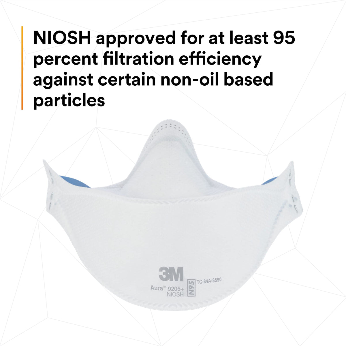 3M Aura 9205+ chin tab eases donning and positioning.