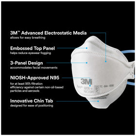 3M Aura 9205+ nose clip enables a customizable seal.