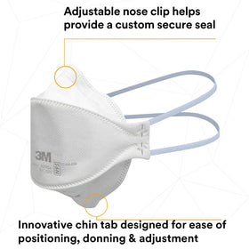 3M Aura 9205+ soft inner material enhances comfort during extended wear.