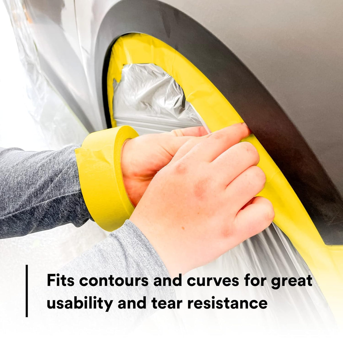 3M masking tape flexible crepe-paper backing bending along contours.