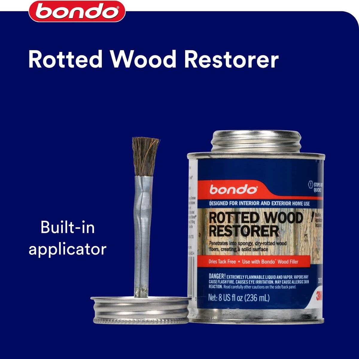 3M Bondo Rotted Wood Restorer dries tack-free in about two hours