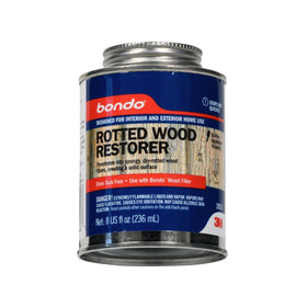 3M Bondo Rotted Wood Restorer shows penetrating action on soft rotted wood