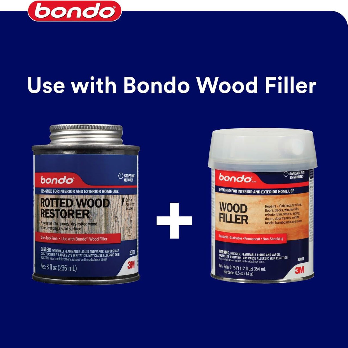 3M Bondo Rotted Wood Restorer hardening soft, spongy wood fibers