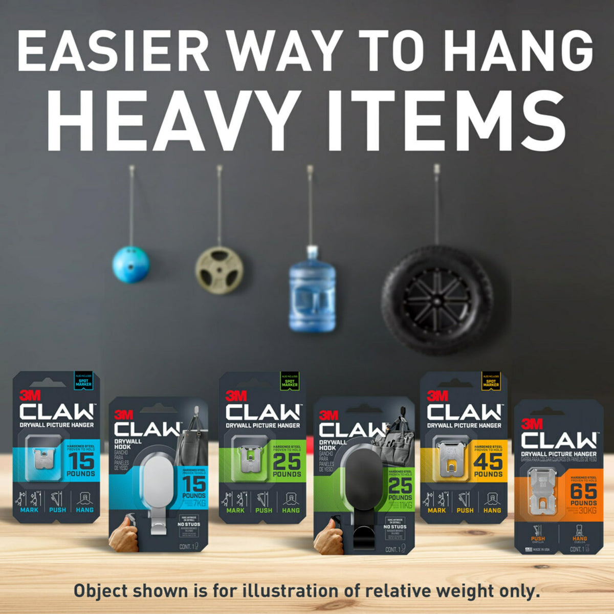 Reusable 3M CLAW hangers enable easy redecorating
