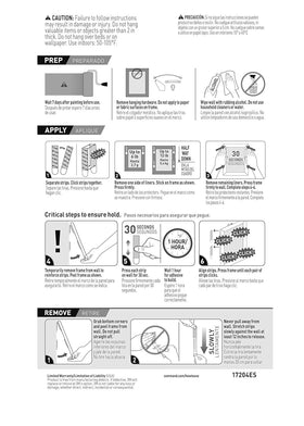 Command strips adhering to various smooth surfaces like tile and glass