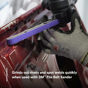 3M Cubitron II file belt 33443 weld blending for smoother joints.