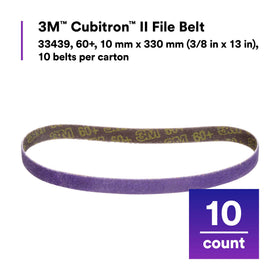 Deburring action using 3M Cubitron II file belt 786F on metal