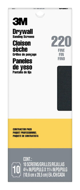 3M Drywall Sanding Screens Pro-Pak 220 grit packaging, ideal for final surface prep.