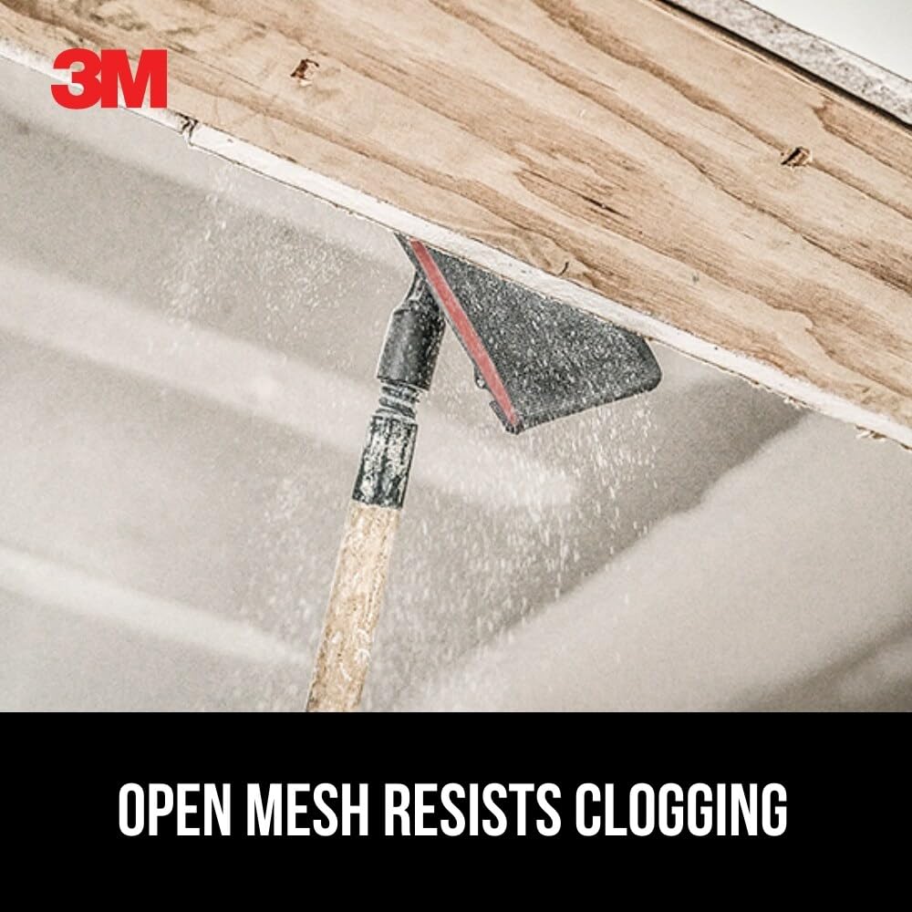 Close-up of tear-resistant mesh on 3M sanding screen for durability.