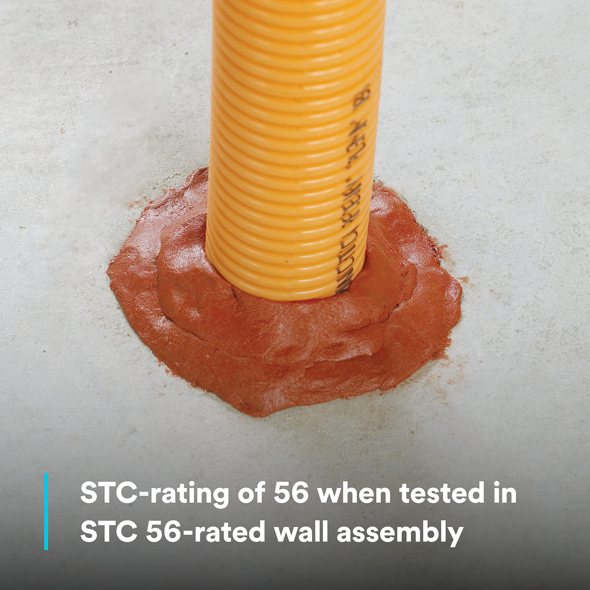 3M MP+ red intumescent putty provides draft control and cold smoke protection in walls.